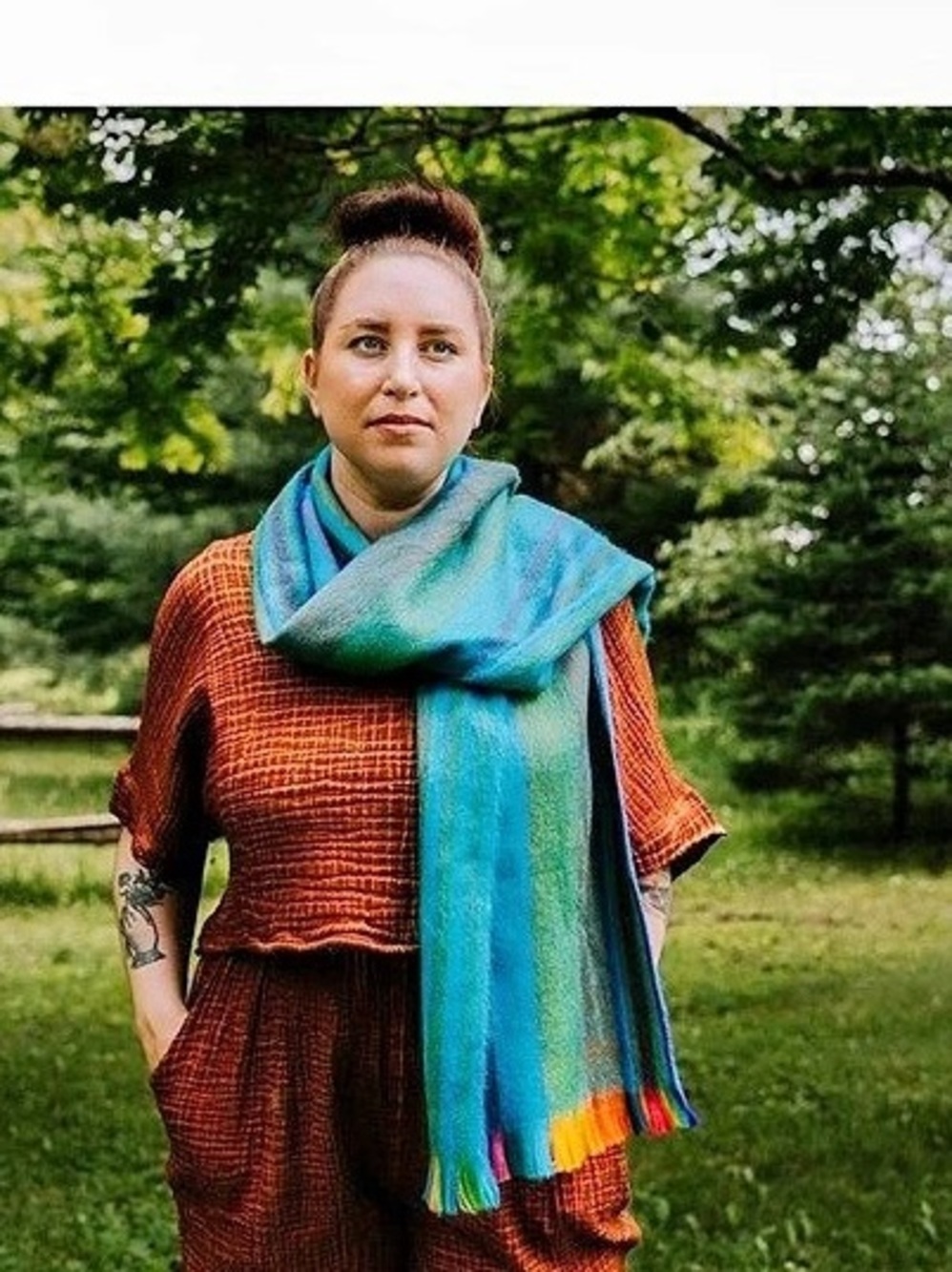 Pokoloko Alpaca Seamless Multi Stripe Scarf Multi Stripe Scarf Blue & Green Like
